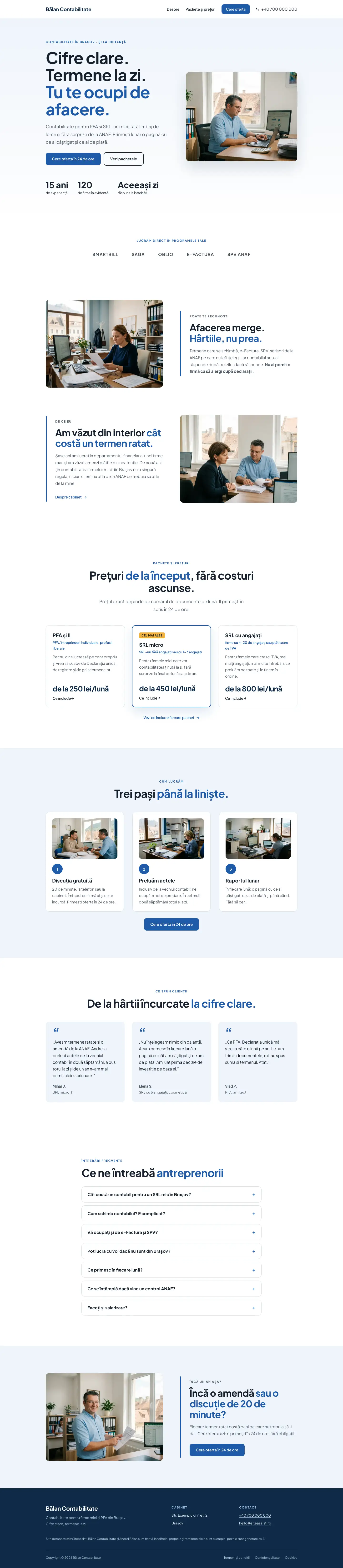Pagina principală a site-ului Abac, de sus până jos