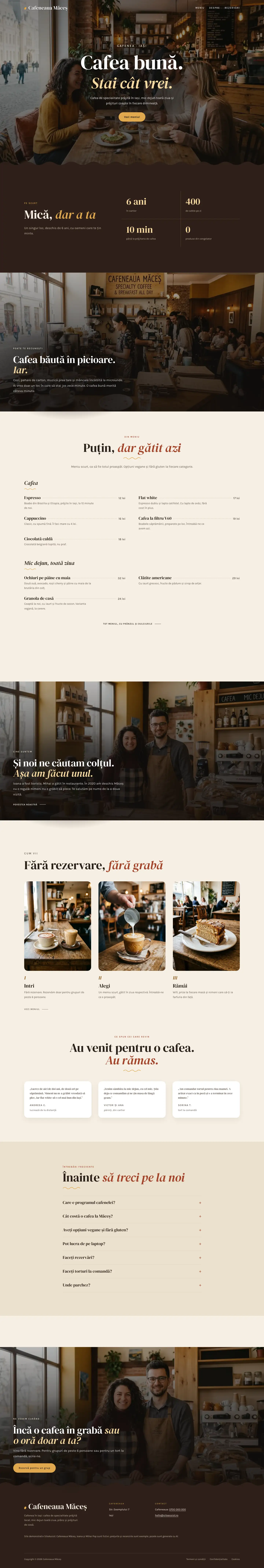 Pagina principală a site-ului Boabe, de sus până jos