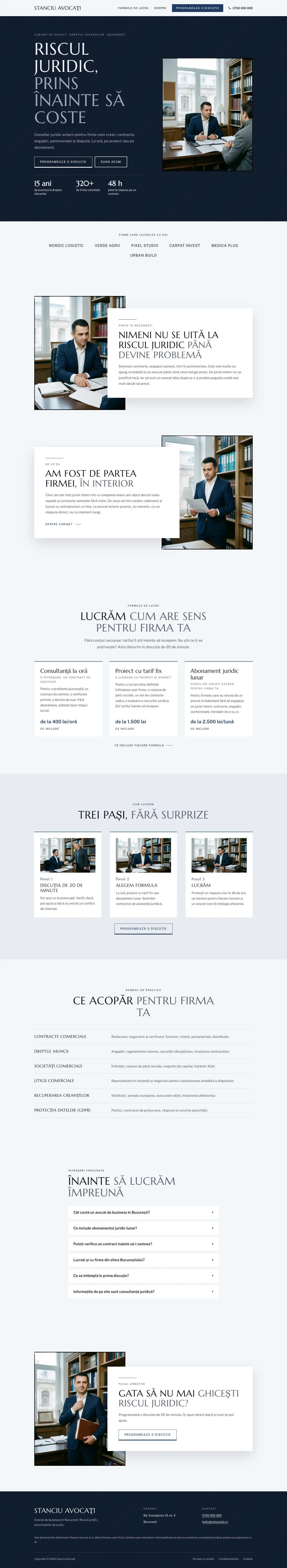 Pagina principală a site-ului Cadran, de sus până jos