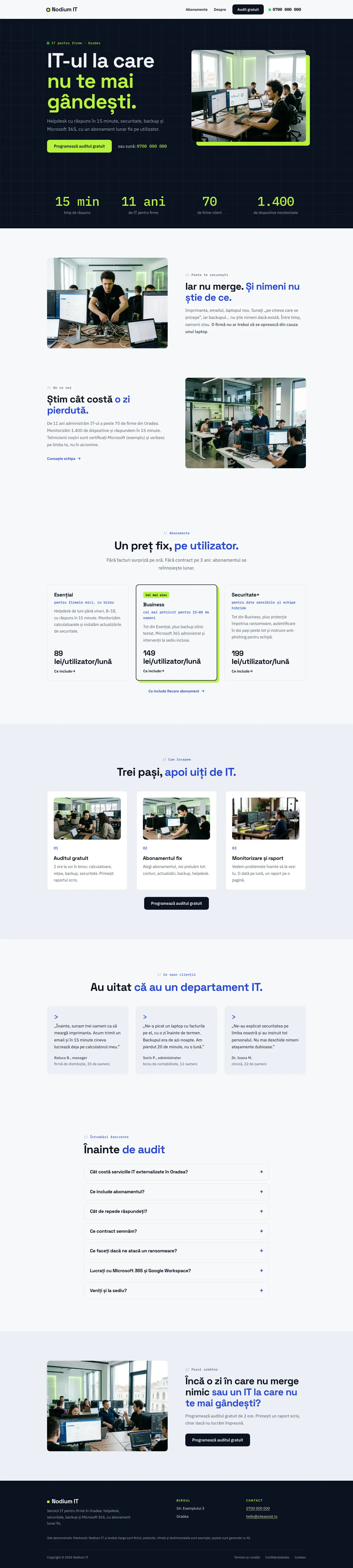 Pagina principală a site-ului Circuit, de sus până jos