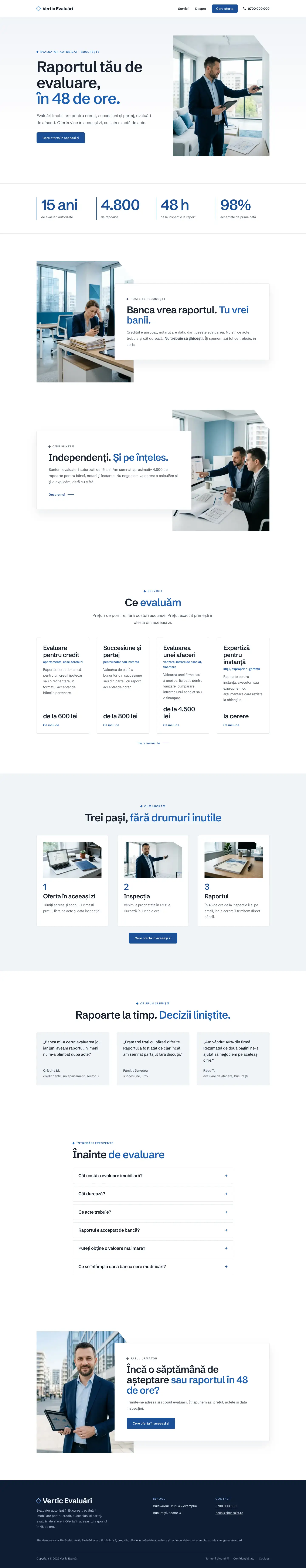 Pagina principală a site-ului Cristal, de sus până jos