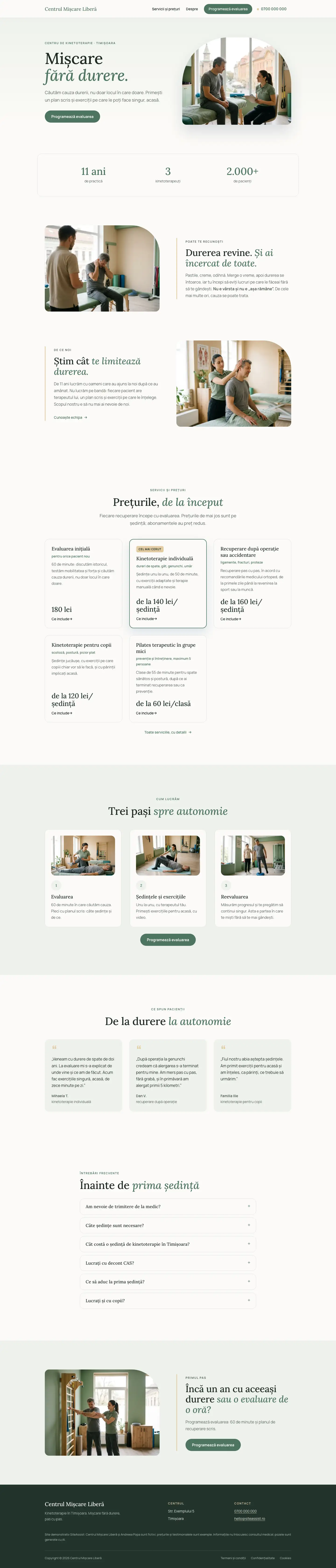 Pagina principală a site-ului Echilibru, de sus până jos