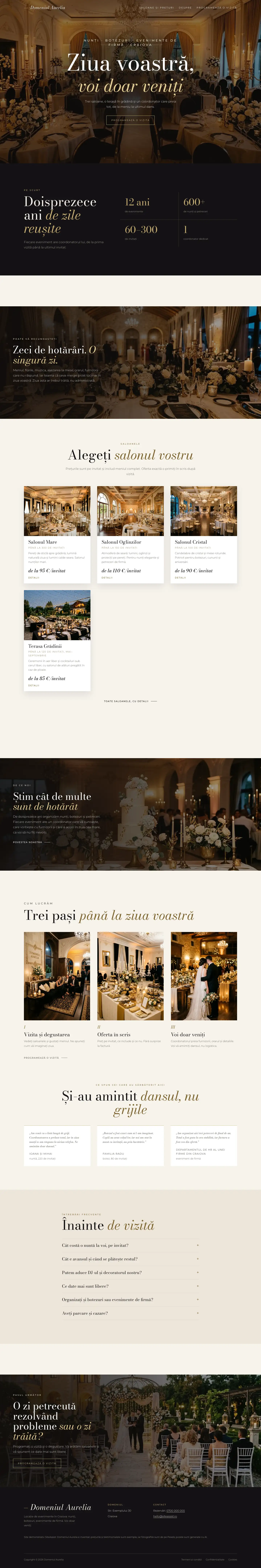 Pagina principală a site-ului Gala, de sus până jos