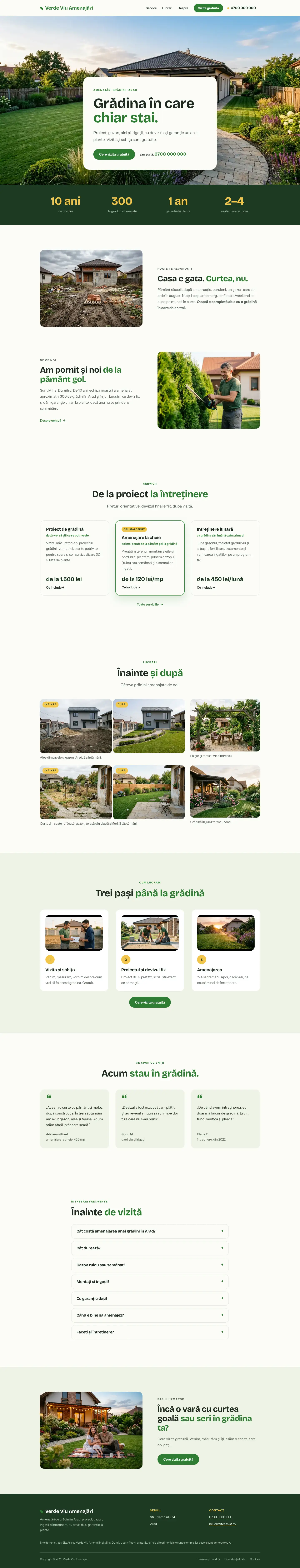 Pagina principală a site-ului Grădina, de sus până jos