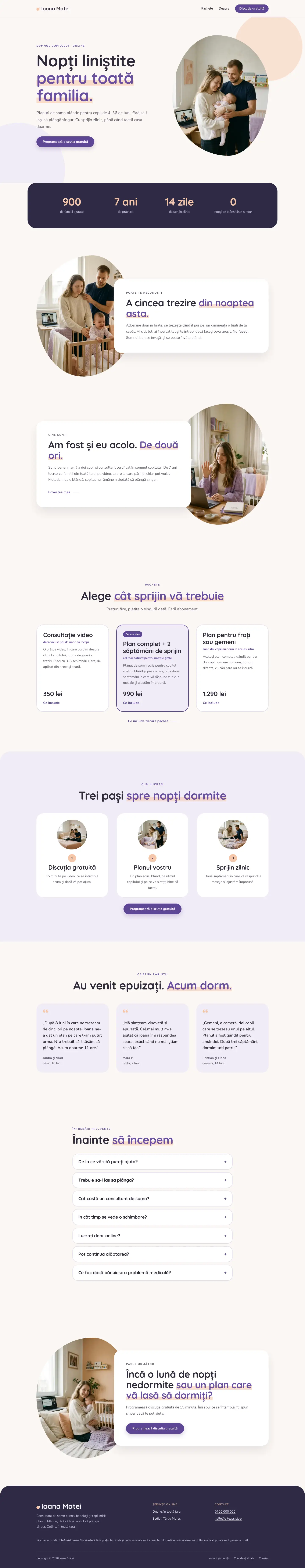 Pagina principală a site-ului Lavandă, de sus până jos
