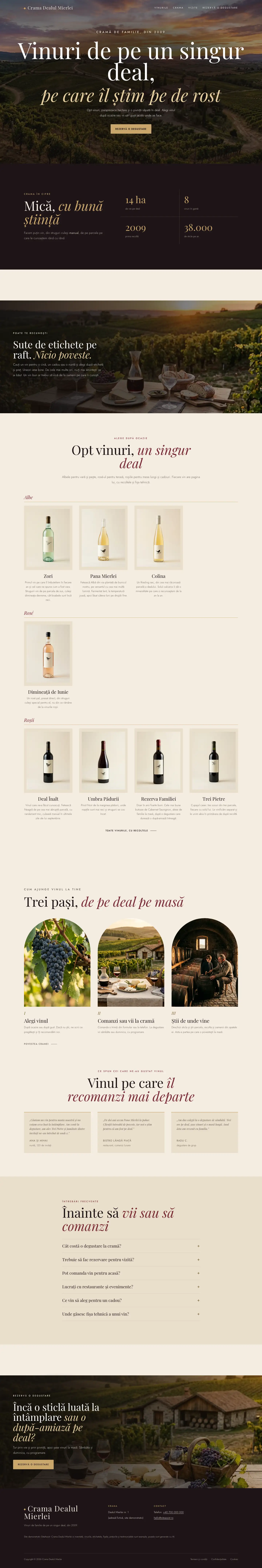 Pagina principală a site-ului Pivniță, de sus până jos